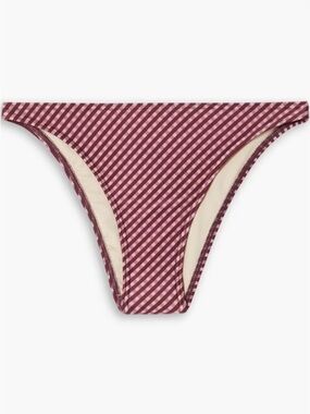 NWT Peony Swimwear ‘Wafer Hi Line Bikini Briefs’ in “Burgundy Gingham” Size XS